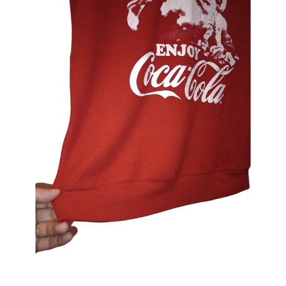 VTG Coca Cola Santa Red & White Fleece Sweater Holiday Christmas Festive Retro L - Picture 6 of 9